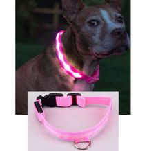 Pink Pet Dog Collar LED Night Flashing USB Rechargeable